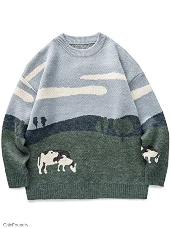 Other - Vintage Oversized Cable Knit Pullover Sweater Y2K Grandpa Crewneck